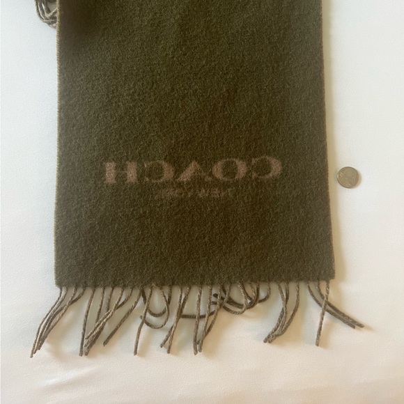 Wool and Cashmere Coach WIDE scarf NWT Khaki and Green - Picture 2 of 6